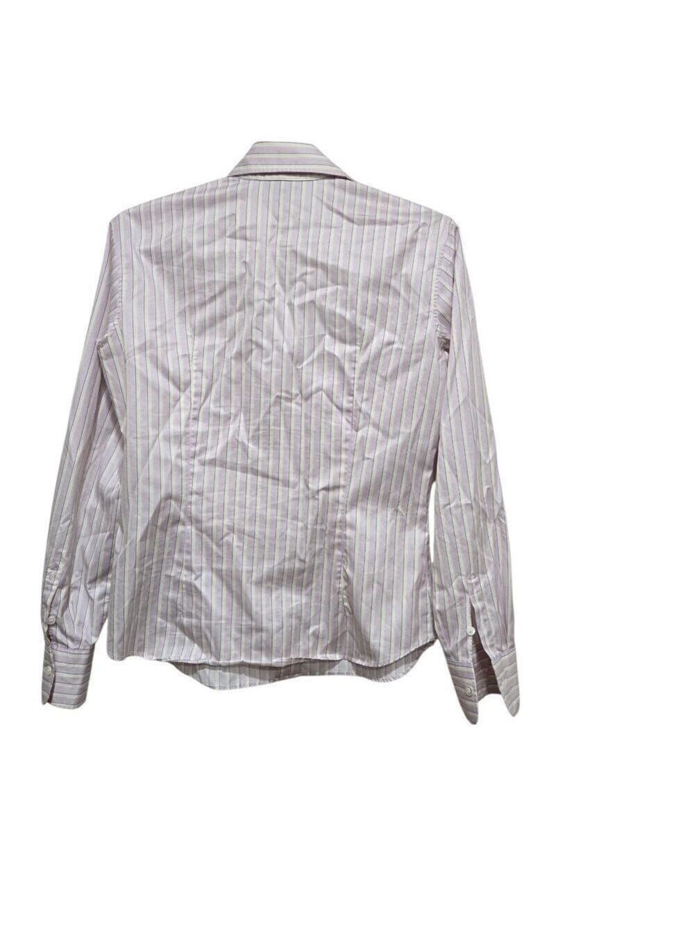 Bogner Purple White Striped Tailored Cotton Button Up Shirt Women's 6 - Picture 2 of 9